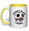 Чашка з кольоровою ручкою I don`t play I goal Лимонний фото