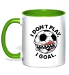 Чашка з кольоровою ручкою I don`t play I goal Лаймовий фото
