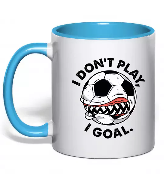 Чашка с цветной ручкой I don`t play I goal Голубой фото