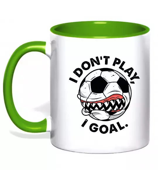 Чашка с цветной ручкой I don`t play I goal Зеленый фото