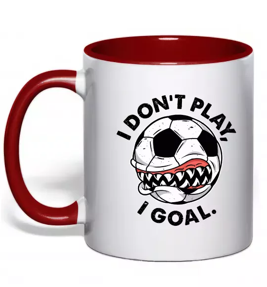 Чашка с цветной ручкой I don`t play I goal Красный фото