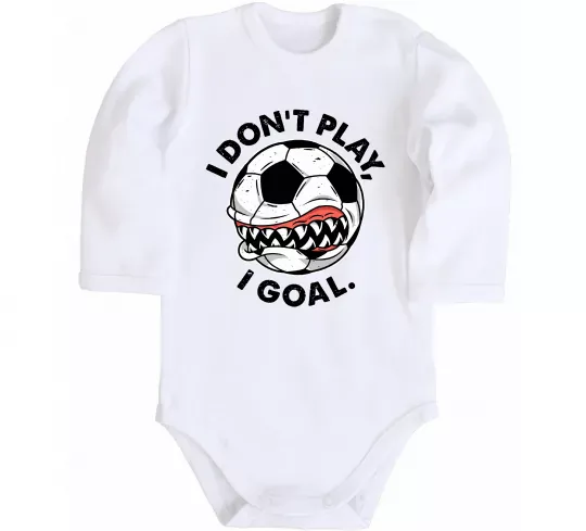 Детский боди I don`t play I goal Белый фото