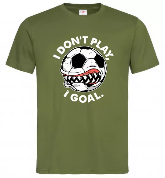 Мужская футболка I don`t play I goal Оливковый фото