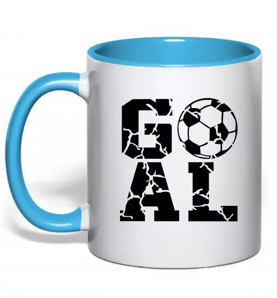 Чашка с цветной ручкой GOAL Голубой фото