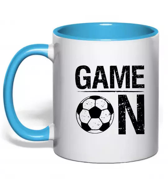 Чашка з кольоровою ручкою Game on Блакитний фото