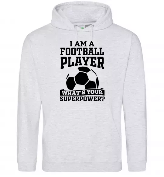 Женская толстовка (худи) Football superpower Серый меланж фото