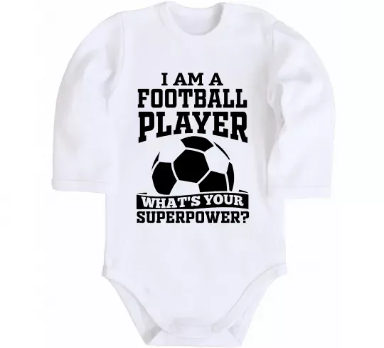Детский боди Football superpower Белый фото