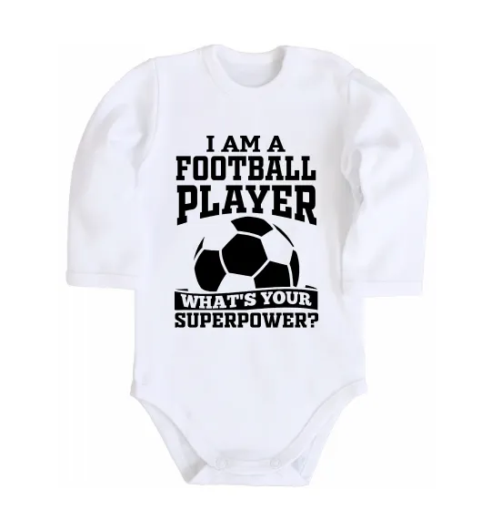 Детский боди Football superpower Белый фото
