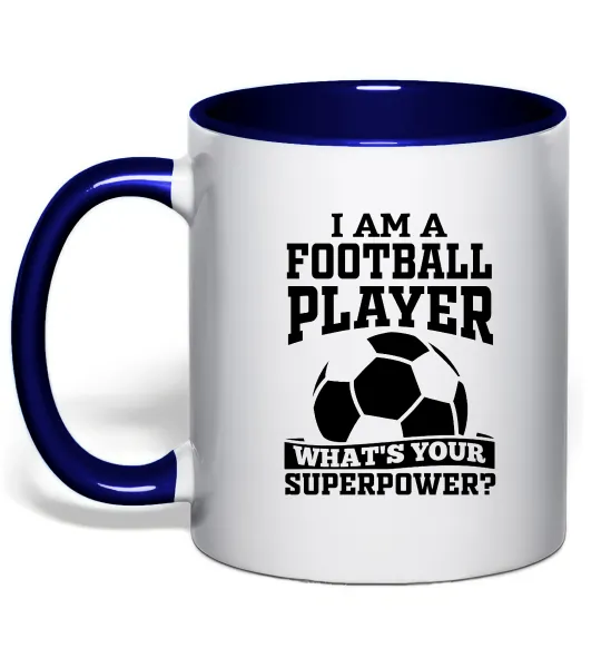 Чашка з кольоровою ручкою Football superpower Глибокий темно-синій фото
