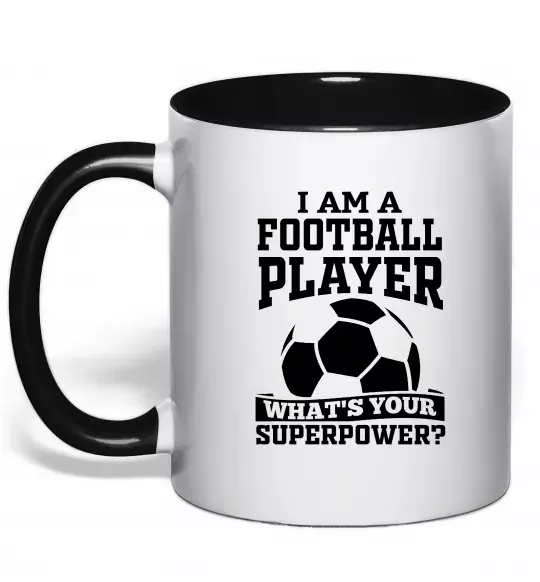 Чашка з кольоровою ручкою Football superpower Чорний фото