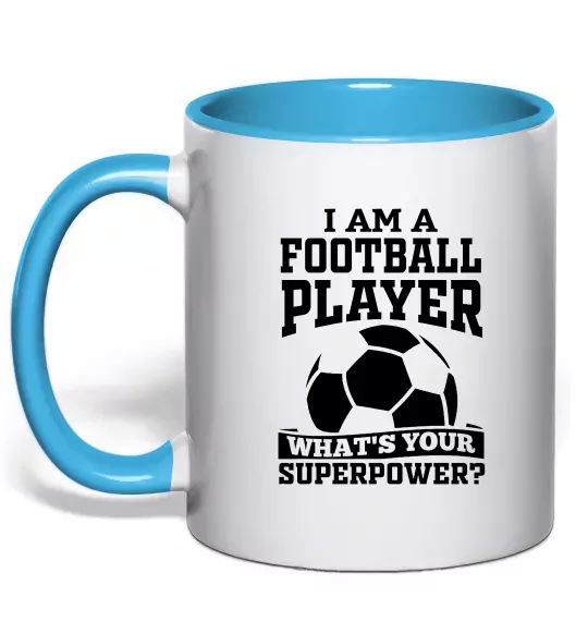 Чашка з кольоровою ручкою Football superpower Блакитний фото