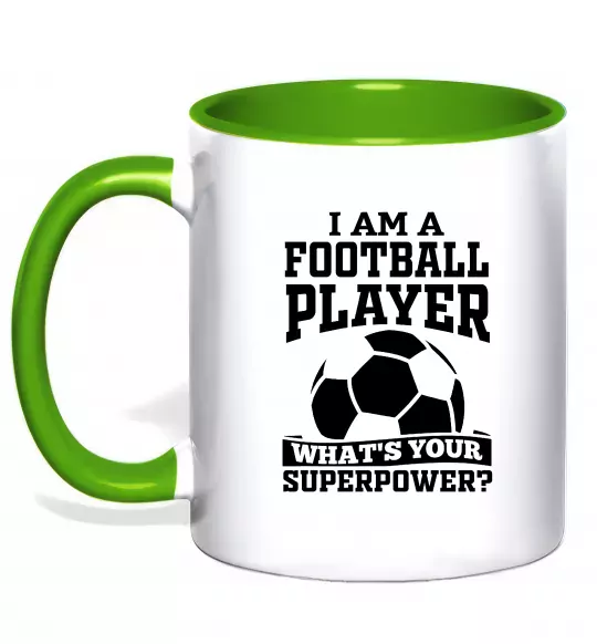 Чашка з кольоровою ручкою Football superpower Зелений фото