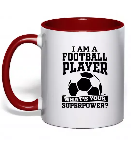 Чашка з кольоровою ручкою Football superpower Червоний фото