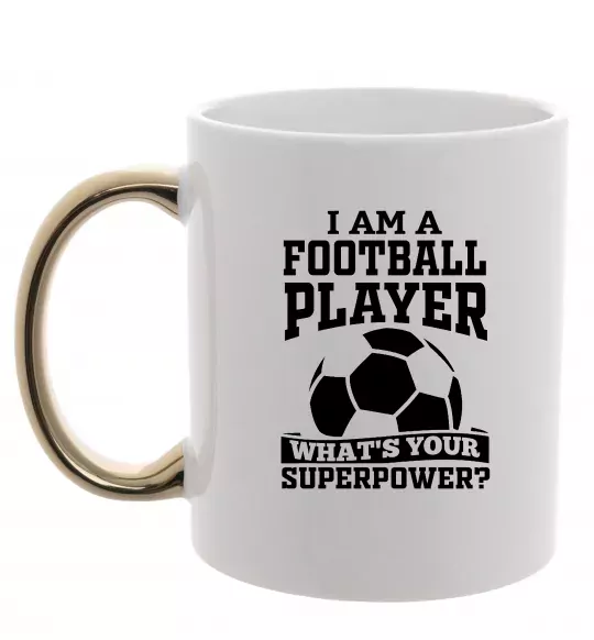 Чашка з кольоровою ручкою Football superpower Золото фото