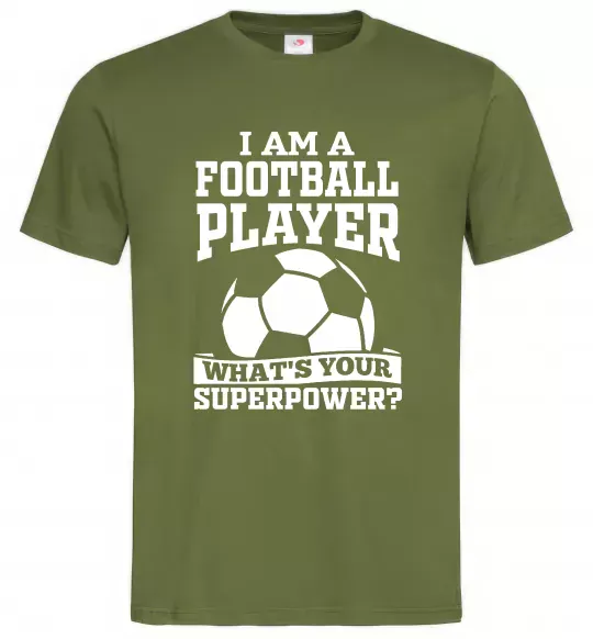 Мужская футболка Football superpower Оливковый фото