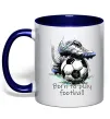 Чашка с цветной ручкой Born to play football Глубокий темно-синий фото
