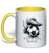 Чашка з кольоровою ручкою Born to play football Лимонний фото