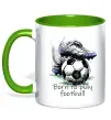 Чашка с цветной ручкой Born to play football Зеленый фото