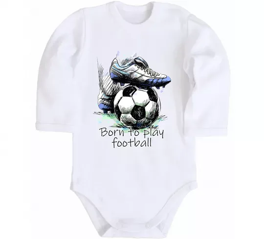 Детский боди Born to play football Белый фото