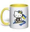 Чашка з кольоровою ручкою Hello kitty українка Сонячно жовтий фото