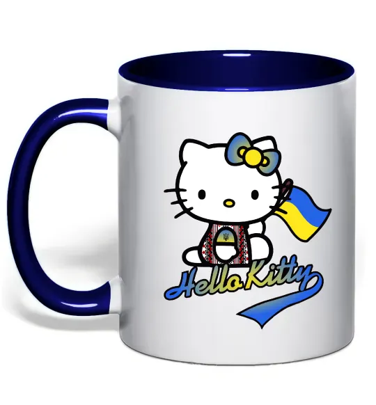 Чашка з кольоровою ручкою Hello kitty українка Глибокий темно-синій фото