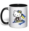 Чашка з кольоровою ручкою Hello kitty українка Чорний фото