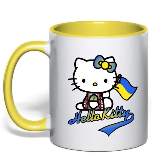 Чашка с цветной ручкой Hello kitty українка Лимонный фото
