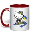 Чашка з кольоровою ручкою Hello kitty українка Червоний фото