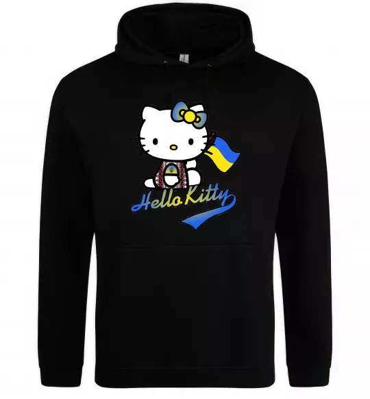 Женская толстовка (худи) Hello kitty українка Черный фото