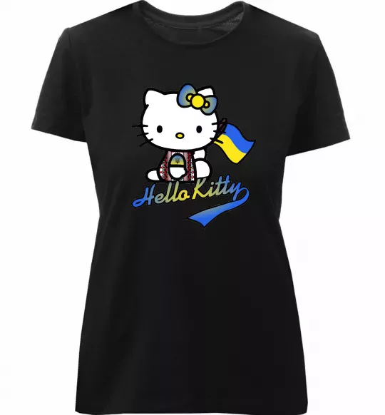 Жіноча преміум футболка Hello kitty українка Чорний фото