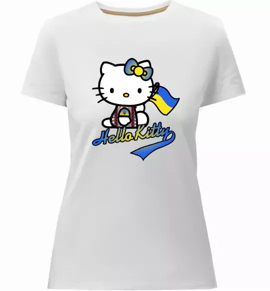 Жіноча преміум футболка Hello kitty українка Білий фото