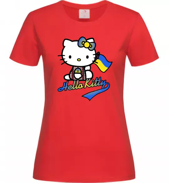 Женская футболка Hello kitty українка Красный фото
