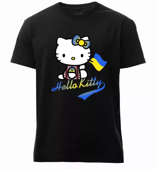 Чоловіча преміум футболка Hello kitty українка Чорний фото
