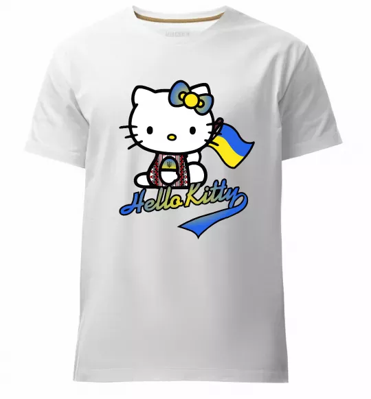 Чоловіча преміум футболка Hello kitty українка Білий фото