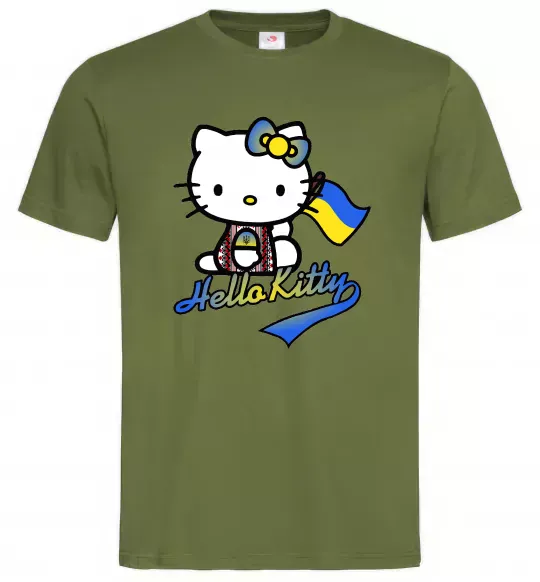 Чоловіча футболка Hello kitty українка Оливковий фото