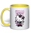 Чашка з кольоровою ручкою Rock kitty Сонячно жовтий фото