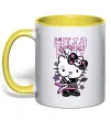 Чашка з кольоровою ручкою Rock kitty Лимонний фото