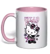 Чашка з кольоровою ручкою Rock kitty Ніжно рожевий фото