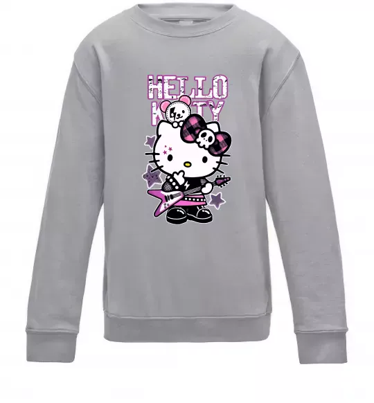 Детский Свитшот Rock kitty Серый меланж фото