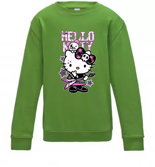 Детский Свитшот Rock kitty Лаймовый фото