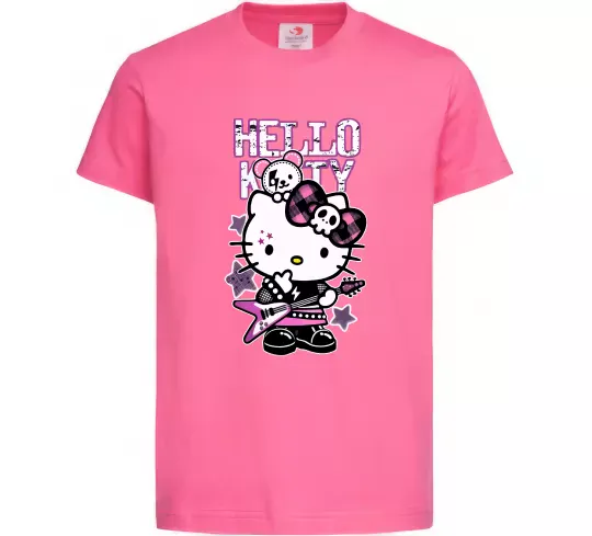 Детская футболка Rock kitty Ярко-розовый фото