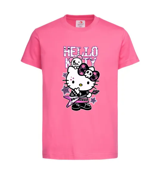 Детская футболка Rock kitty Ярко-розовый фото