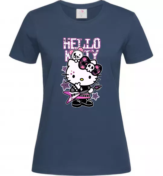 Жіноча футболка Rock kitty Темно-синій фото