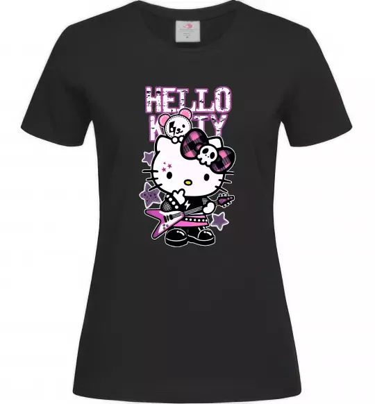 Жіноча футболка Rock kitty Чорний фото