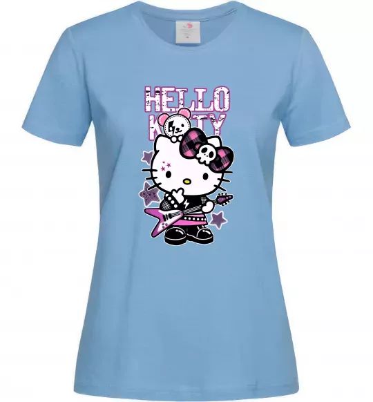 Жіноча футболка Rock kitty Блакитний фото