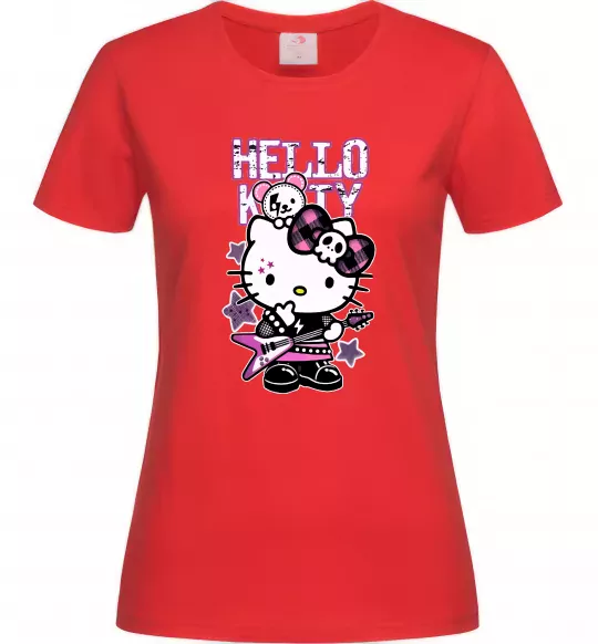 Жіноча футболка Rock kitty Червоний фото