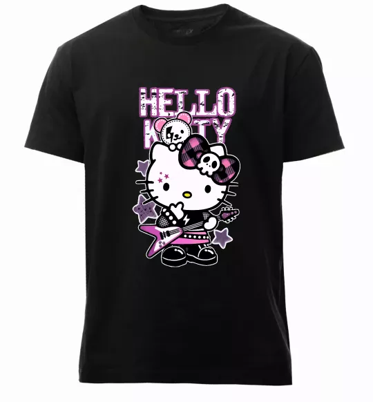 Мужская премиум футболка Rock kitty Черный фото