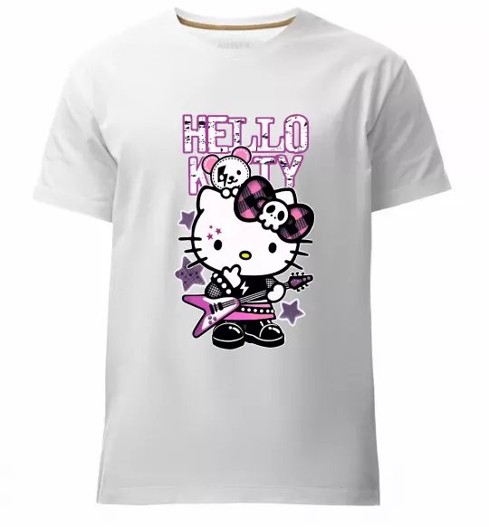 Мужская премиум футболка Rock kitty Белый фото