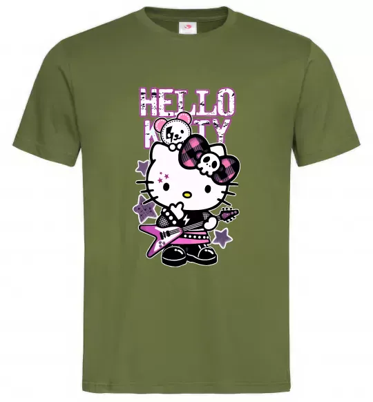 Чоловіча футболка Rock kitty Оливковий фото
