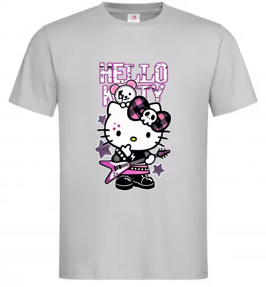 Чоловіча футболка Rock kitty Сірий фото